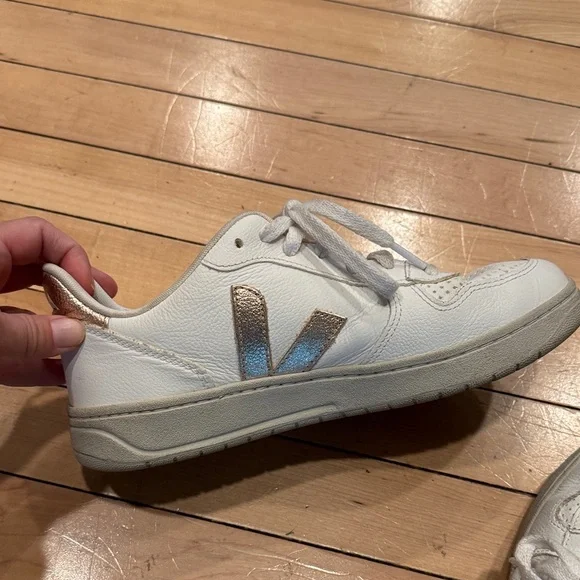 Veja White Sneakers with Gold Details - Picture 4 of 6